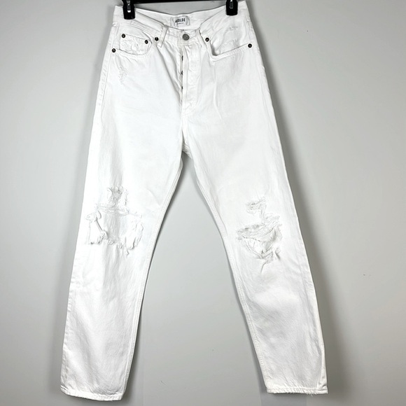 Agolde 90's Mid Rise Loose White Distressed Size 25 - Picture 3 of 15